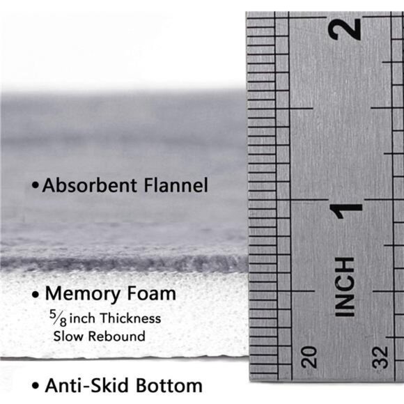 Memory Foam Bath Mat for Bathroom NonSlip Bathroom Mat Quick Dry Super Absorbent - Picture 4 of 6